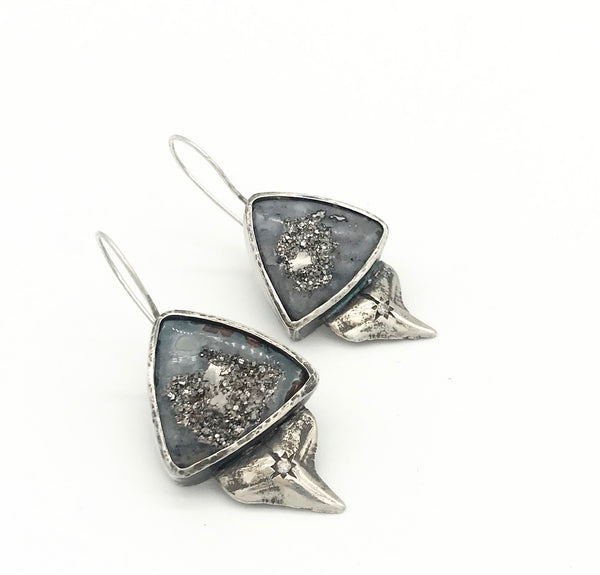 drusy shark tooth earrings