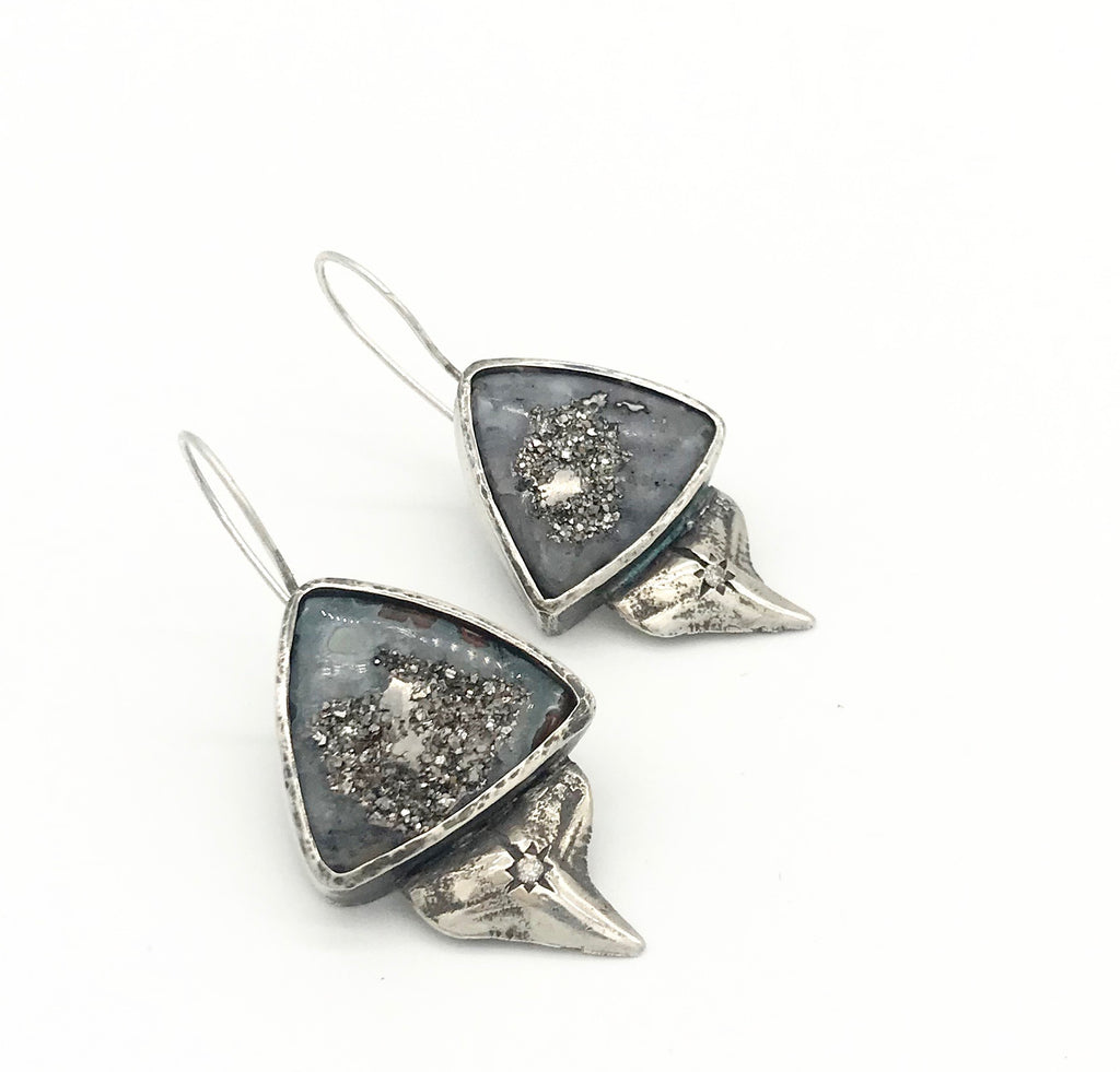 drusy shark tooth earrings *SOLD
