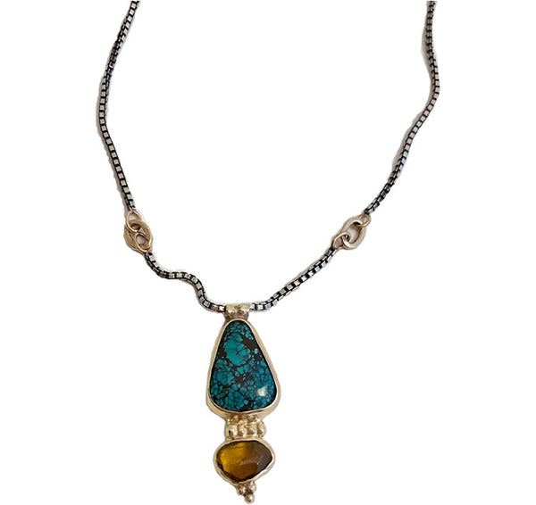 turquoise and tourmaline double-stone necklace *SOLD