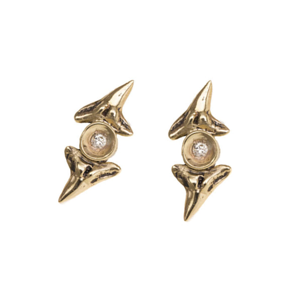 double shark tooth studs