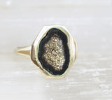 Geode ring with 18K druzy